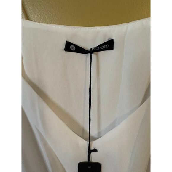 Revolve Krisa White Spaghetti Strap Chiffon Dress Size Medium NWT - Picture 6 of 6
